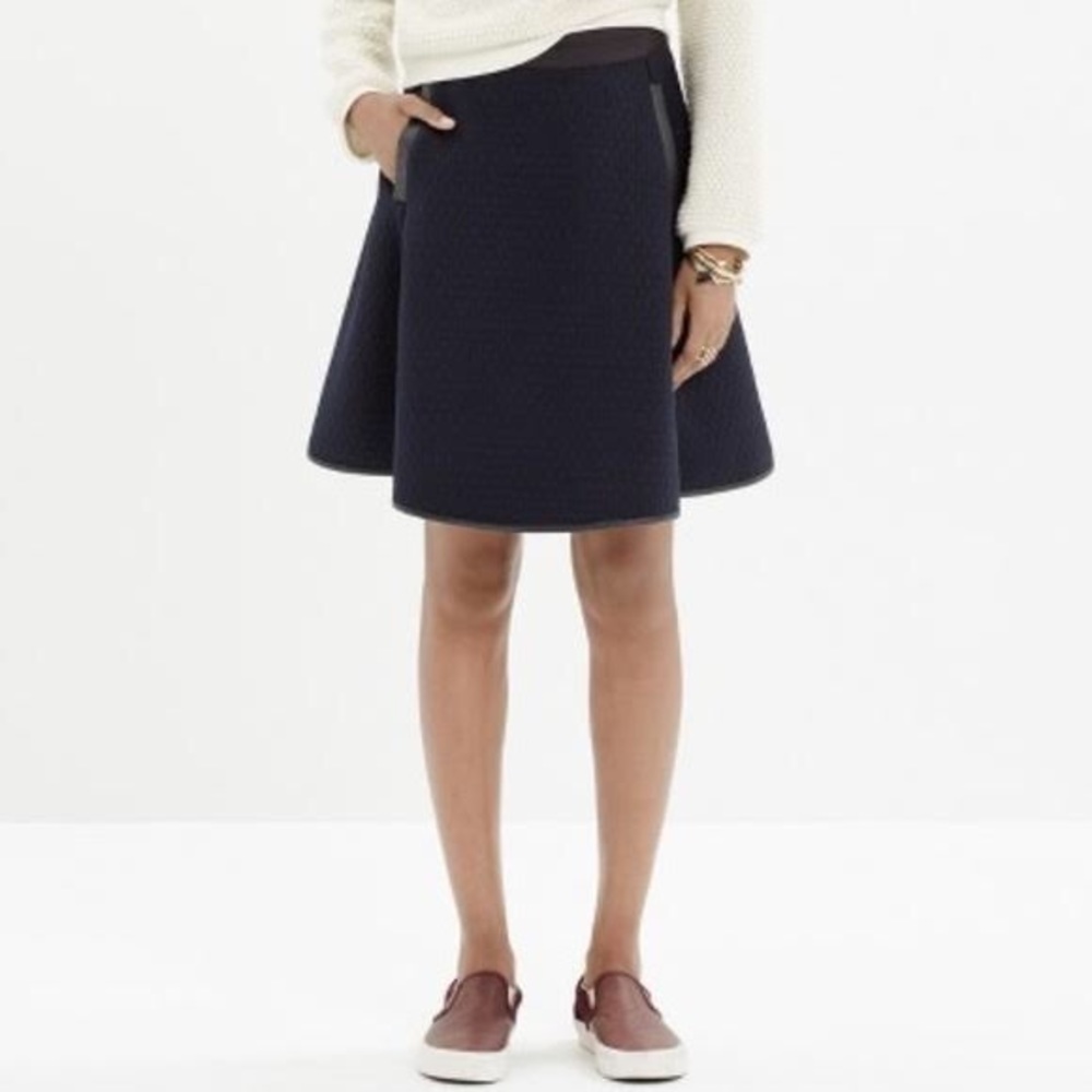 Madewell Navy& Black Quilted Skater Skirt